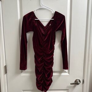Elegant Burgundy Velvet Dress